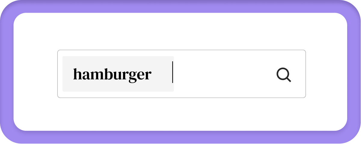 Search bar with hamburger and space