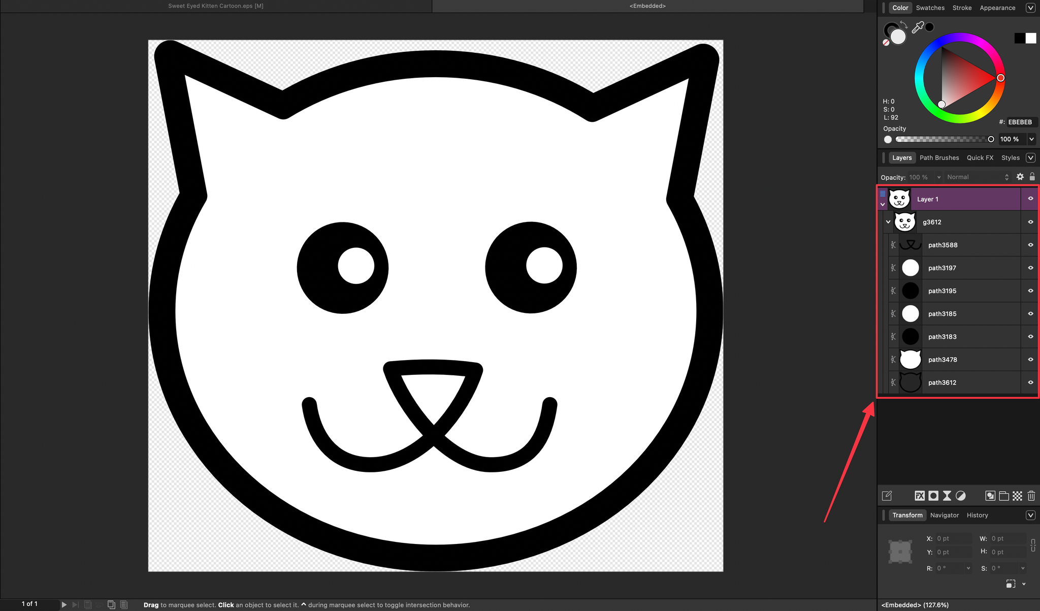 SVG cat face markup